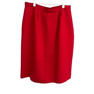 Preston & York Womens Red Petite Straight Skirt Size 14WP Knee Length